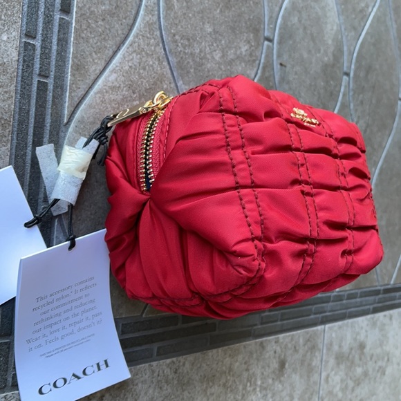 COACH Small Boxy Cosmetic Case With Ruching - Picture 2 of 16